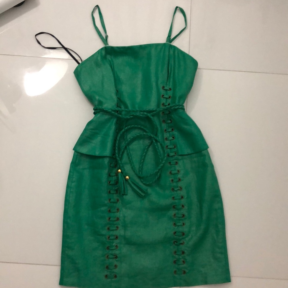 Green Silver Linen Dress